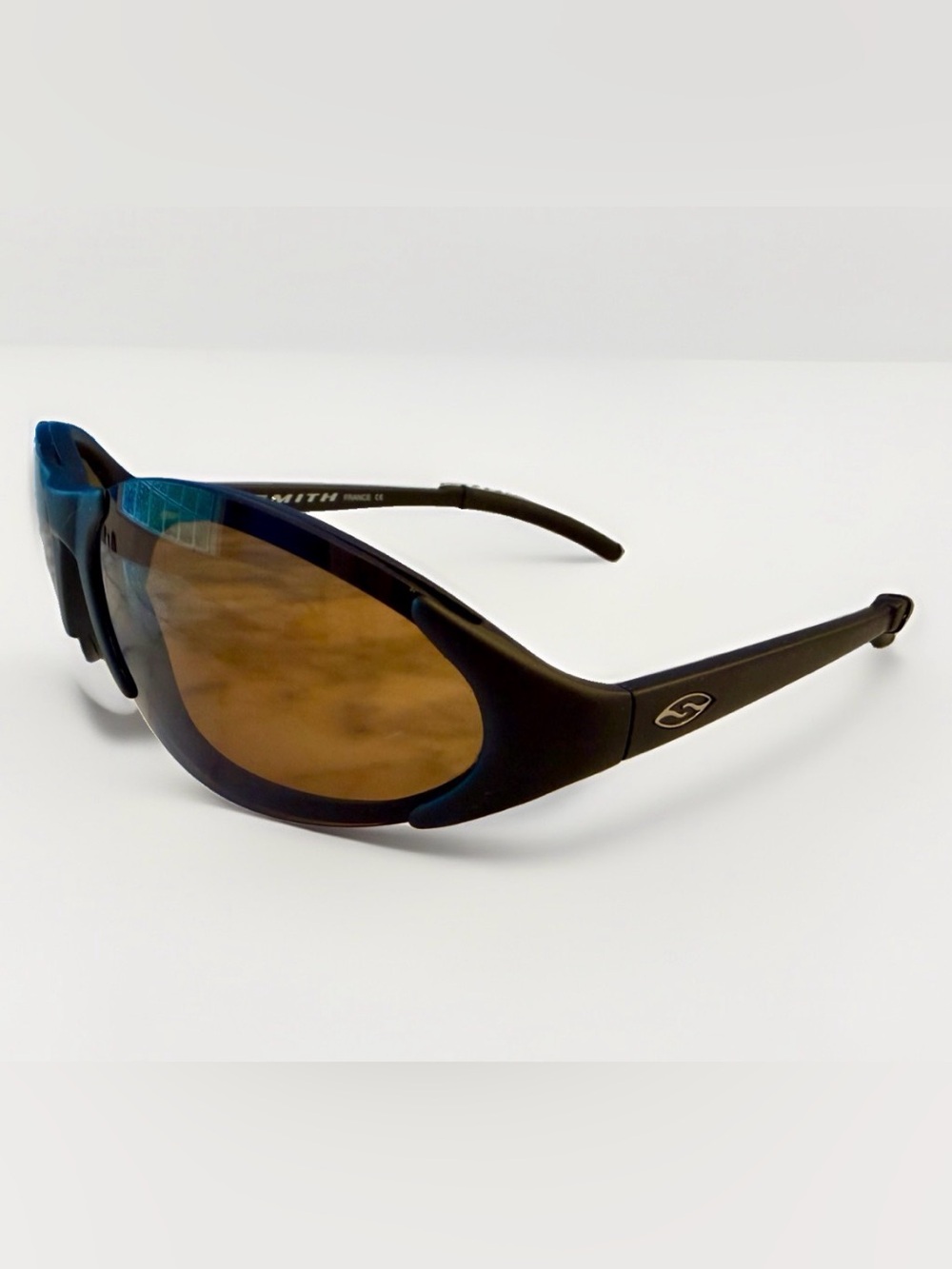 Vtg Y2K Smith Optics Slider 01 Wrap Sunglasses 90s Black Made In France